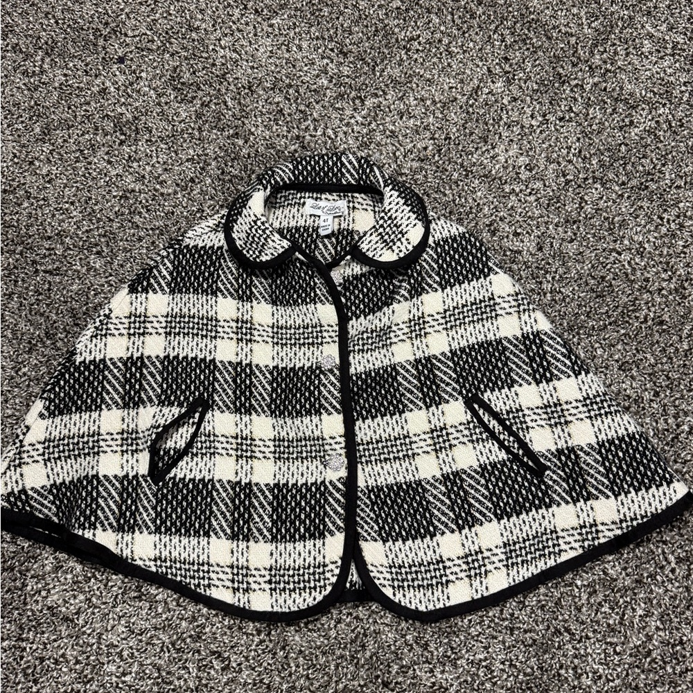 Toddler Plaid Cape in Black and Cream